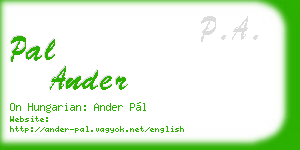 pal ander business card
